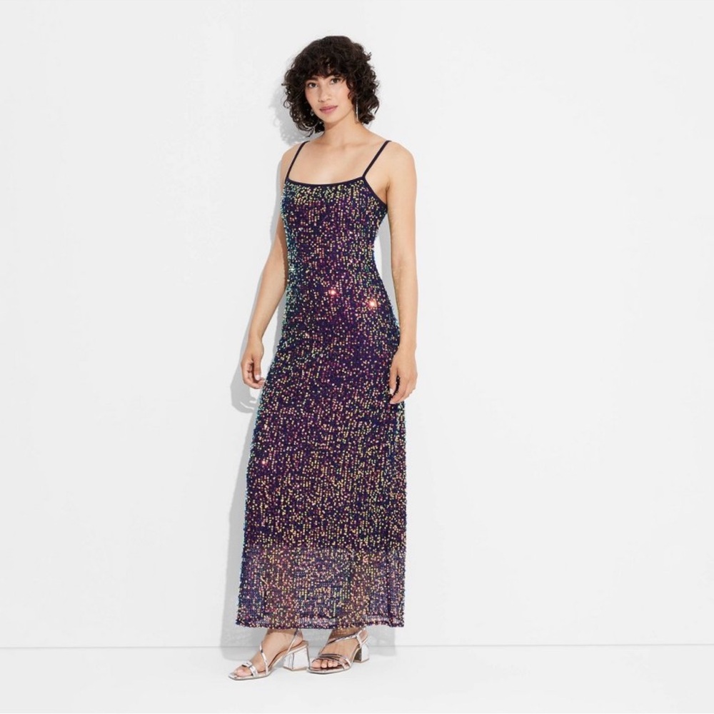 NWT Women's Open Work Sequin Midi Dress - Wild
Fable Navy Blue XS